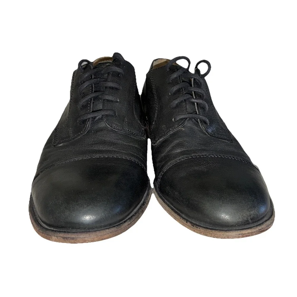 Frye Harvey Shoes‎ Men's 9 D Black Leather Cap Toe Oxford Dress Lace Up
